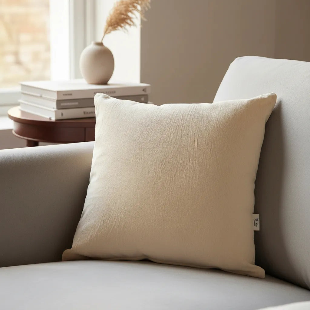 Funda De Almohadón Tusor Celeste / Beige 45 X 45 C Cierre Beige Tusor - Rugiada