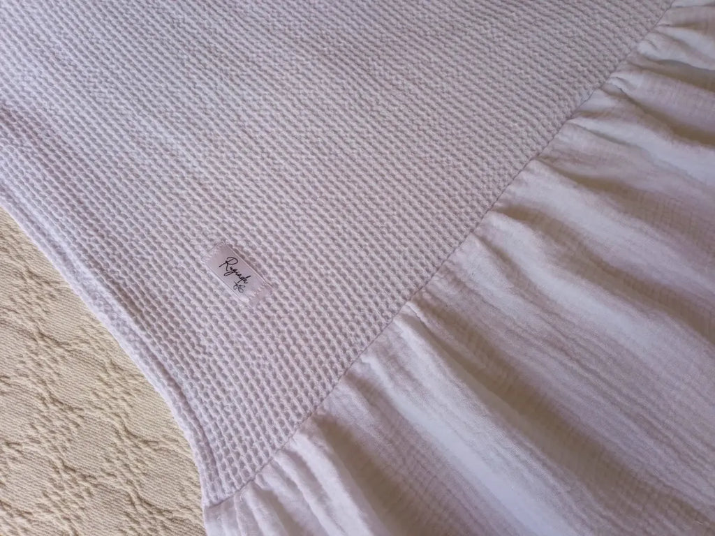 Pie De Cama Manta Deco Sofa Throw Blanco Panal Volados 2.5 M Blanco Volados