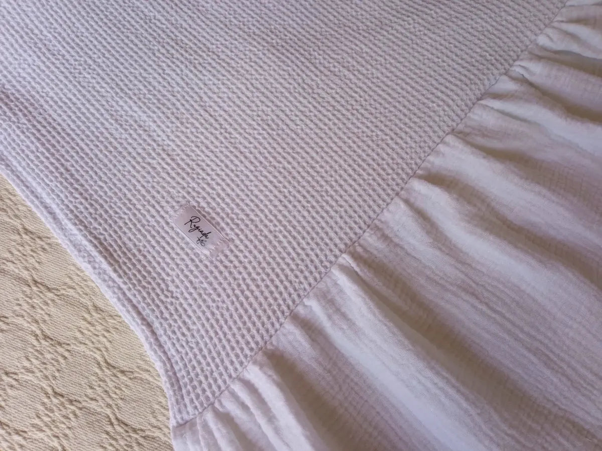 Pie De Cama Manta Deco Sofa Throw Blanco Panal Volados 2.5 M Blanco Volados