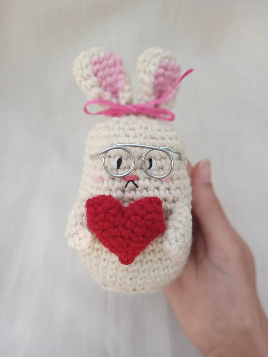 Conejitos Enamorados Tejido Crochet Amigurumi Artesanal Crema