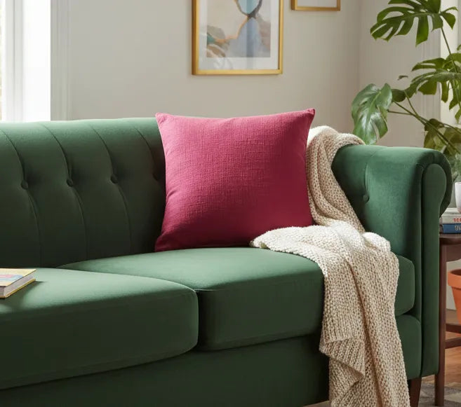 Funda Almohadón Algodón 40x40 C/ Cierre Colores Ladrillo Bordó Beige Naranja Rugiada