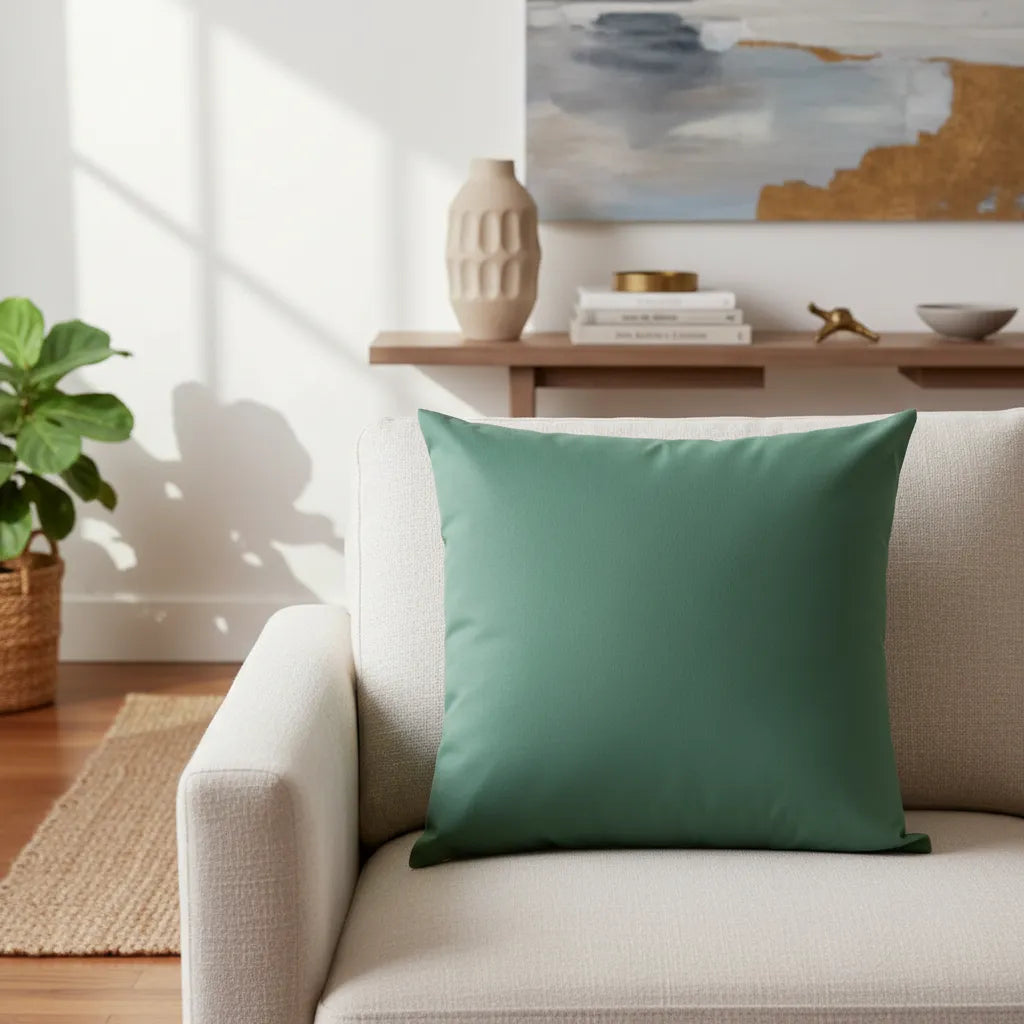 Funda De Almohadón Verde 45 X 45 Cm C/ Cierre Verde Musgo