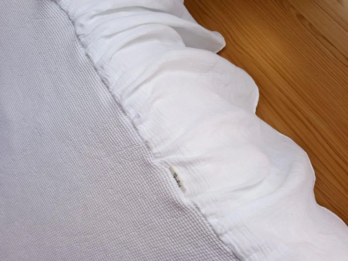 Pie De Cama Manta Deco Sofa Throw Blanco Panal Volados 2.5 M Blanco Volados