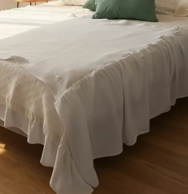 Pie De Cama Manta Deco Sofa Throw Blanco Panal Volados 2.5 M Blanco Volados