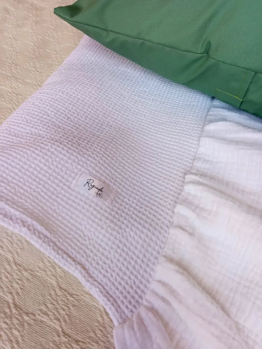 Pie De Cama Manta Deco Sofa Throw Blanco Panal Volados 2.5 M Blanco Volados