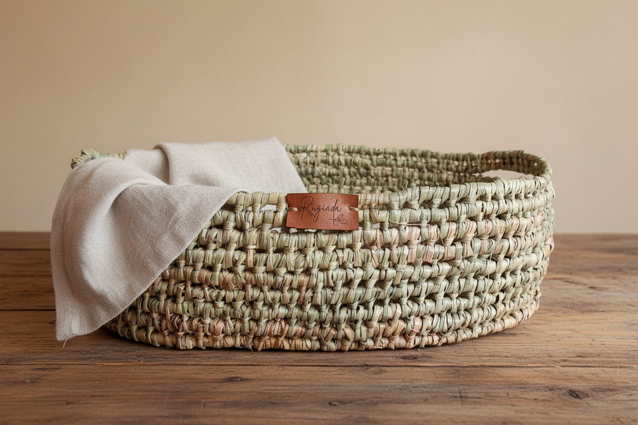 Cesta Canasta Tejida en Fibras Naturales Multiuso Ecológico 33 x 23 cm - Rugiada