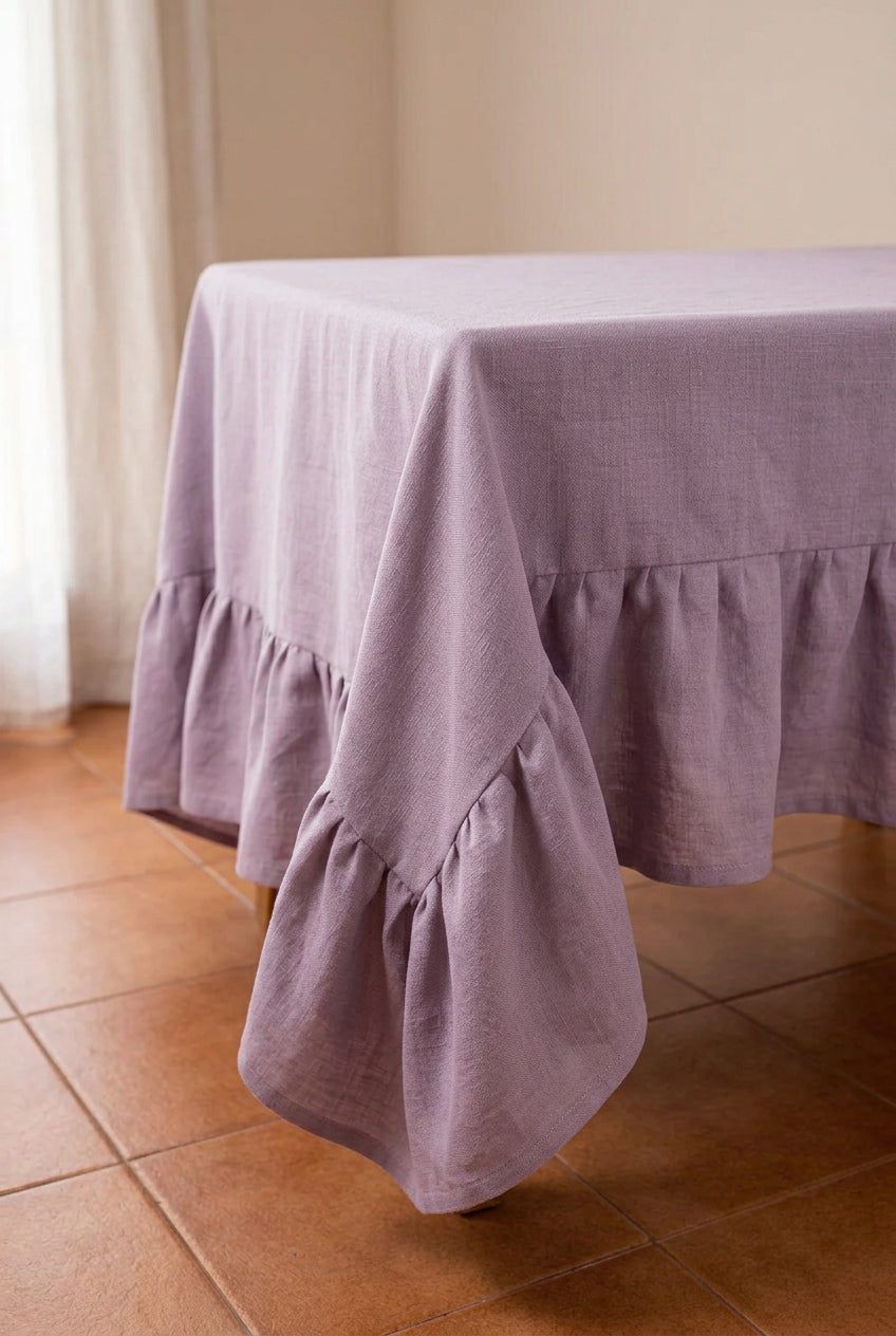 Mantel Rectangular Volados Rugiada Textil 148cm Tusor Gris