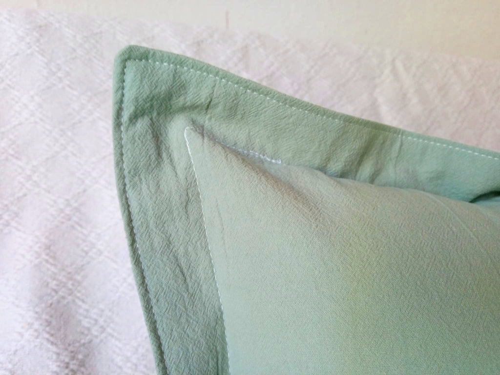 Funda De Almohadón Tusor 40x40 Con Cierre Verde Oscuro / Verde Claro / Blanco - Rugiada