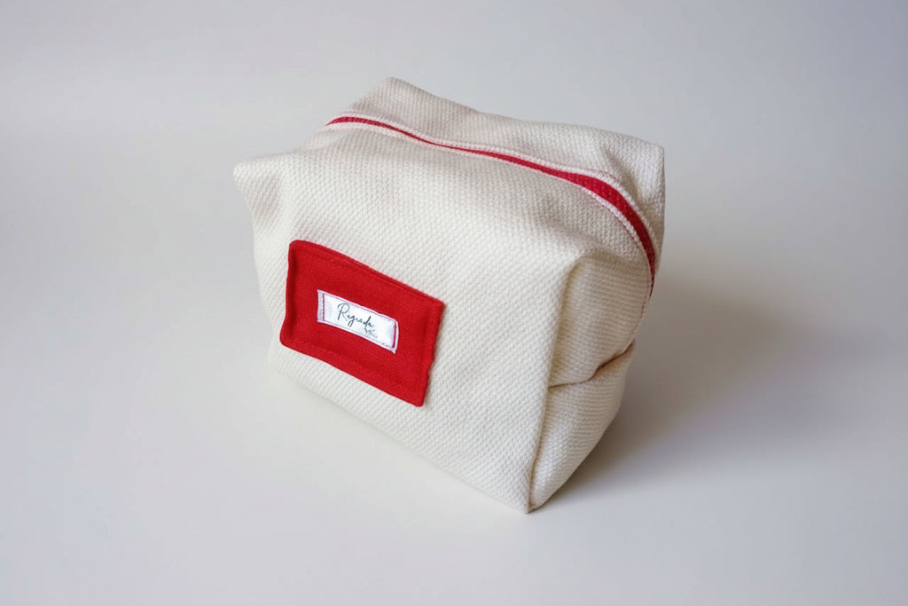Necessaire Necceser Cartuchera Crema Natural Rojo Mini 15 Cm