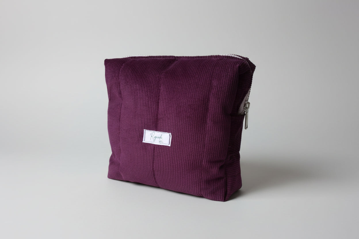 Neceser / Necessaire/  Cartuchera Pana Color Bordeaux - Borravino 18 Cm