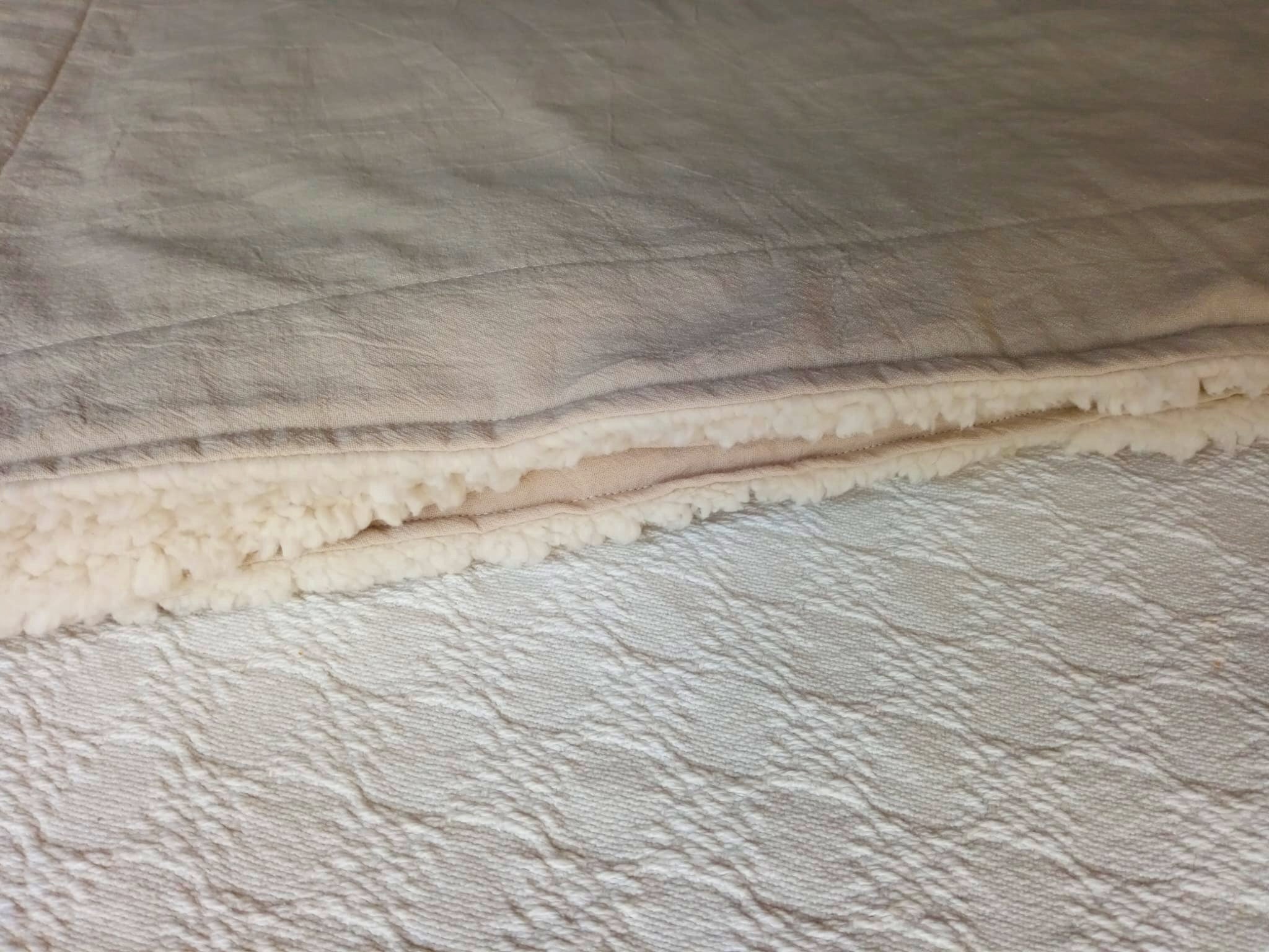 Manta Throw Pie de Cama Sherpa y Tusor 165 cm - Talle S y M - Rugiada