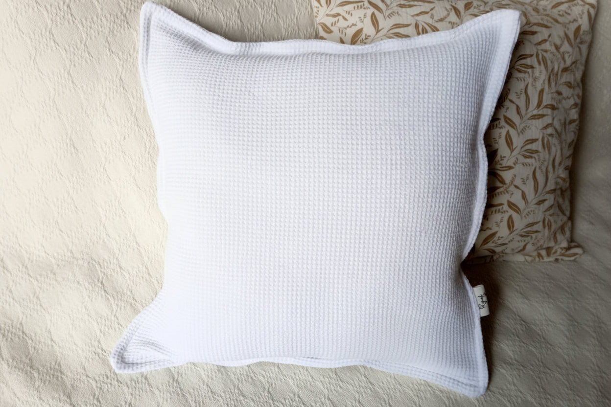 Funda de Almohadón Waffle algodón color blanco 40 x 40 Rugiada