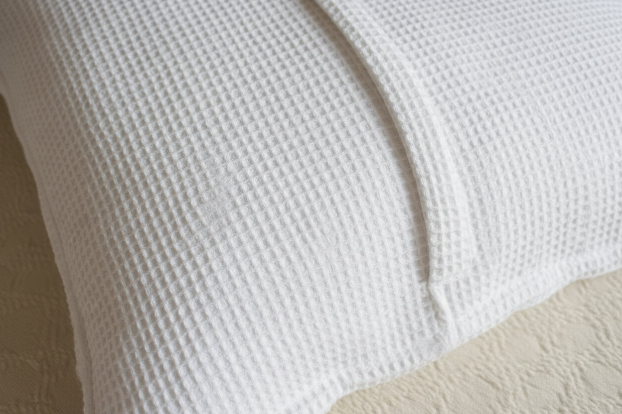 Funda de Almohadón Waffle algodón color blanco 40 x 40 Rugiada