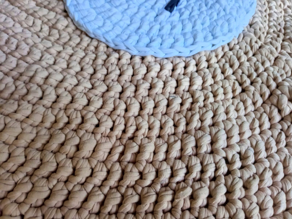 Alfombra Tejida en Trapillo - Infantil Osita 75 Cm De Ancho Beige - Rugiada