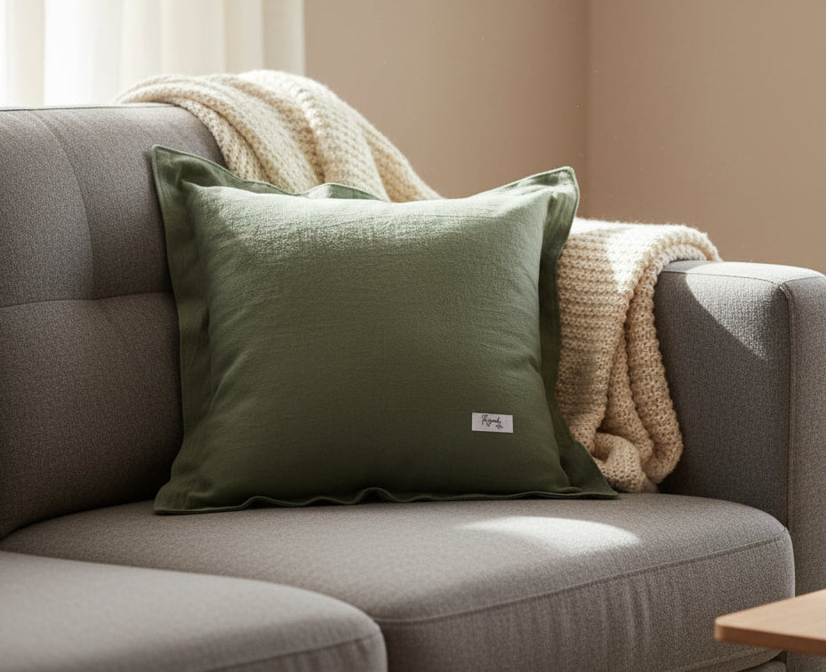 Funda de Almohadon tusor verde seco