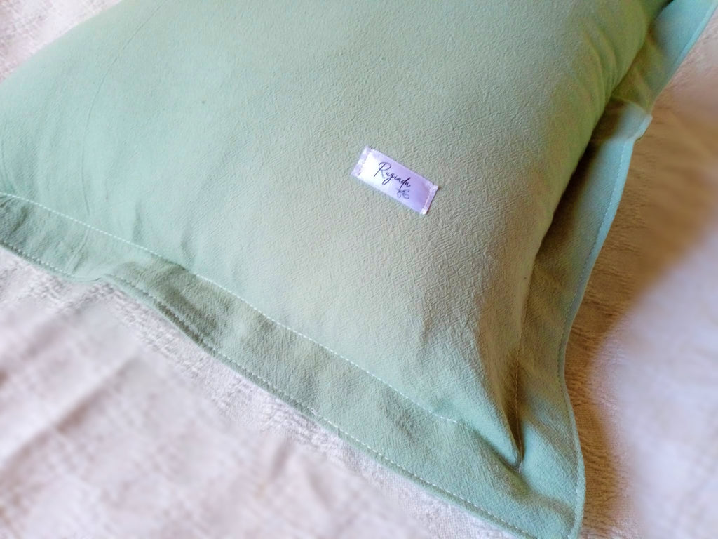 Funda De Almohadón Tusor 40x40 Con Cierre Verde Oscuro / Verde Claro / Blanco - Rugiada