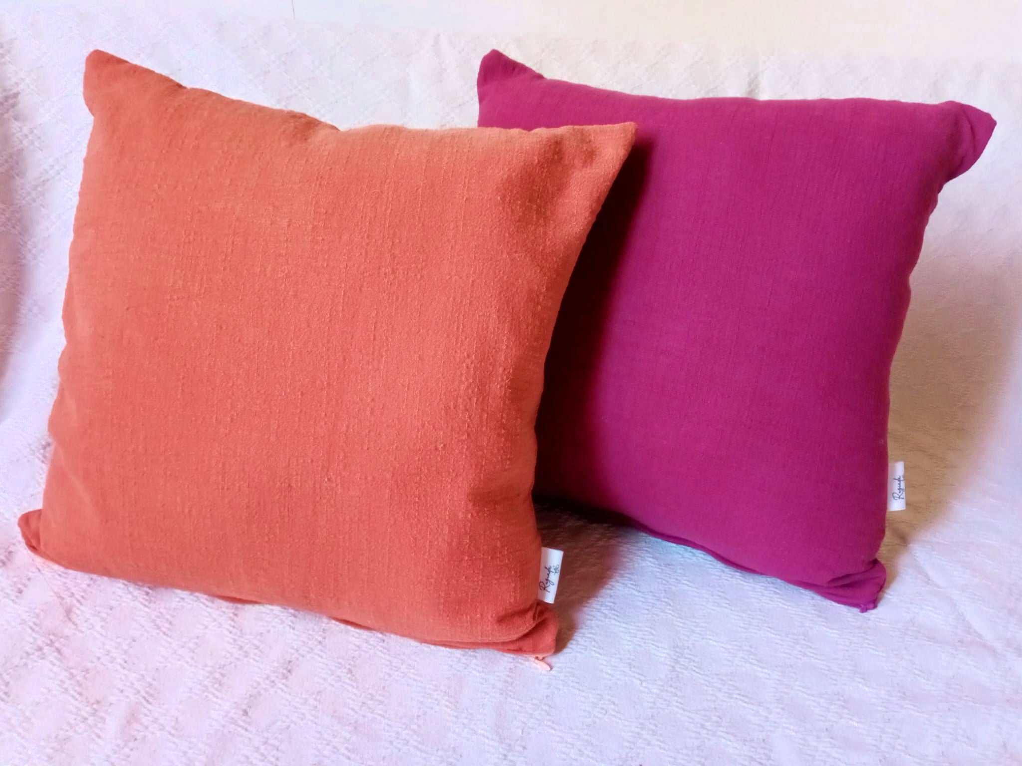 Funda Almohadón Algodón 40x40 C/ Cierre Colores Ladrillo Bordó Beige Naranja Rugiada