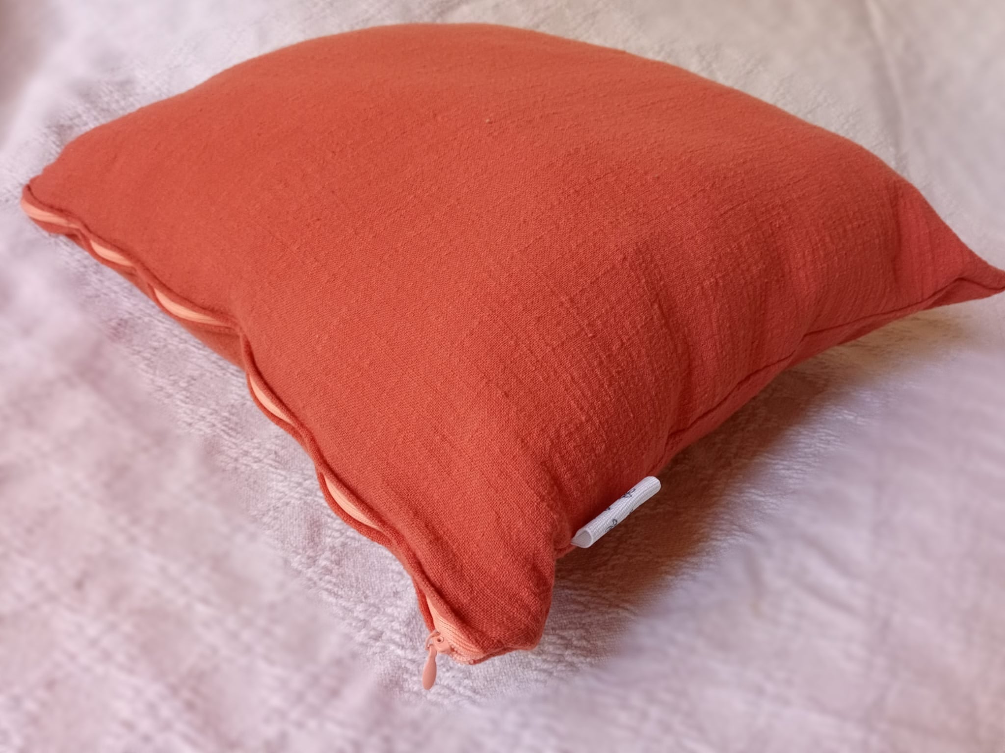 Funda Almohadón Algodón 40x40 C/ Cierre Colores Ladrillo Bordó Beige Naranja Rugiada