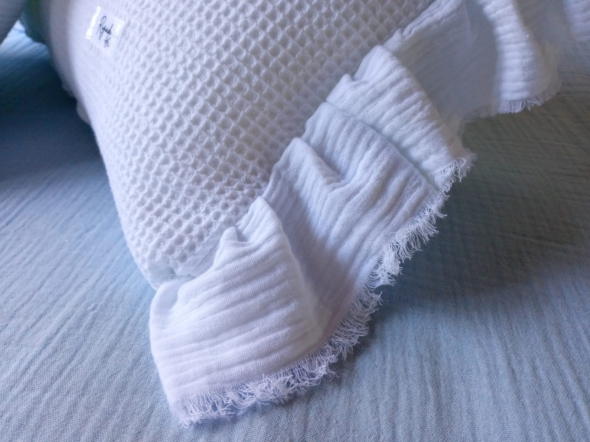 Funda de Almohadón Blanco Shabby Chic con Volados 60 X 30 Cierre Waffle Volados - Rugiada