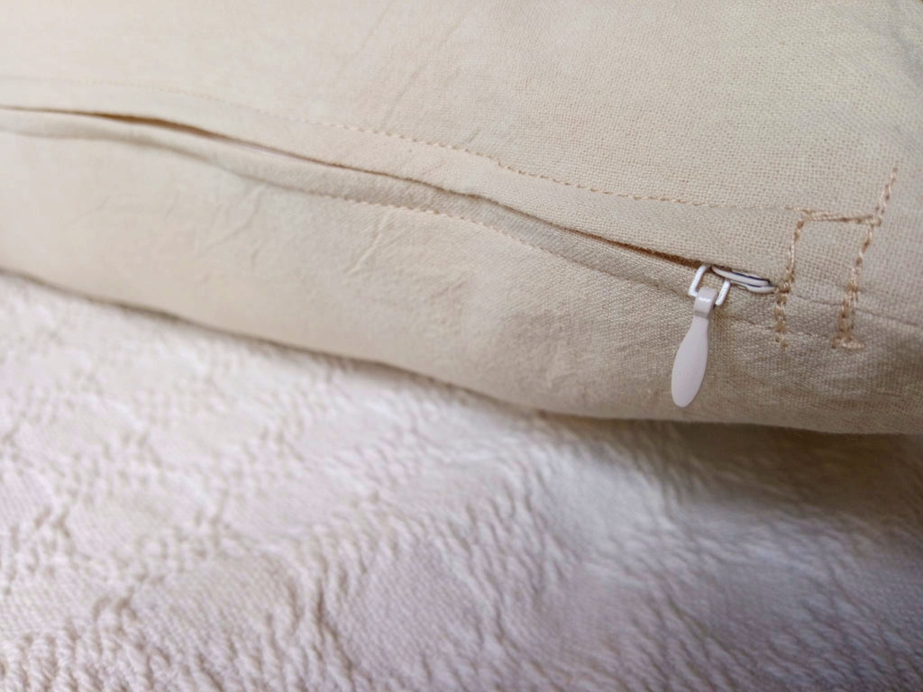 Funda De Almohadón Tusor Celeste / Beige 45 X 45 C Cierre Beige Tusor - Rugiada