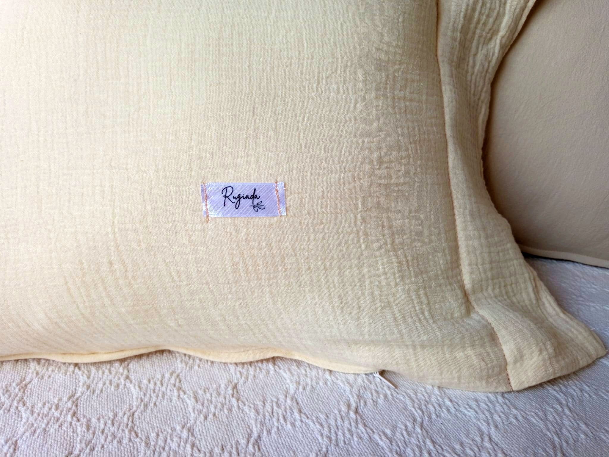 Funda De Almohadón 40x40 Algodón color Crema con Volados + Relleno