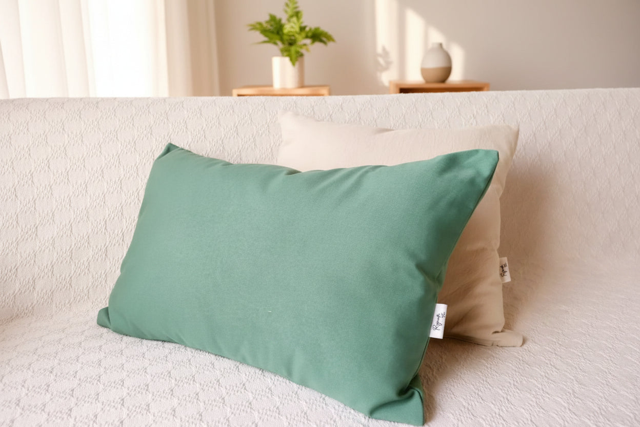 Funda De Almohadón 50 X 30 Verde Musgo C/ Cierre - Rugiada Verde Musgo