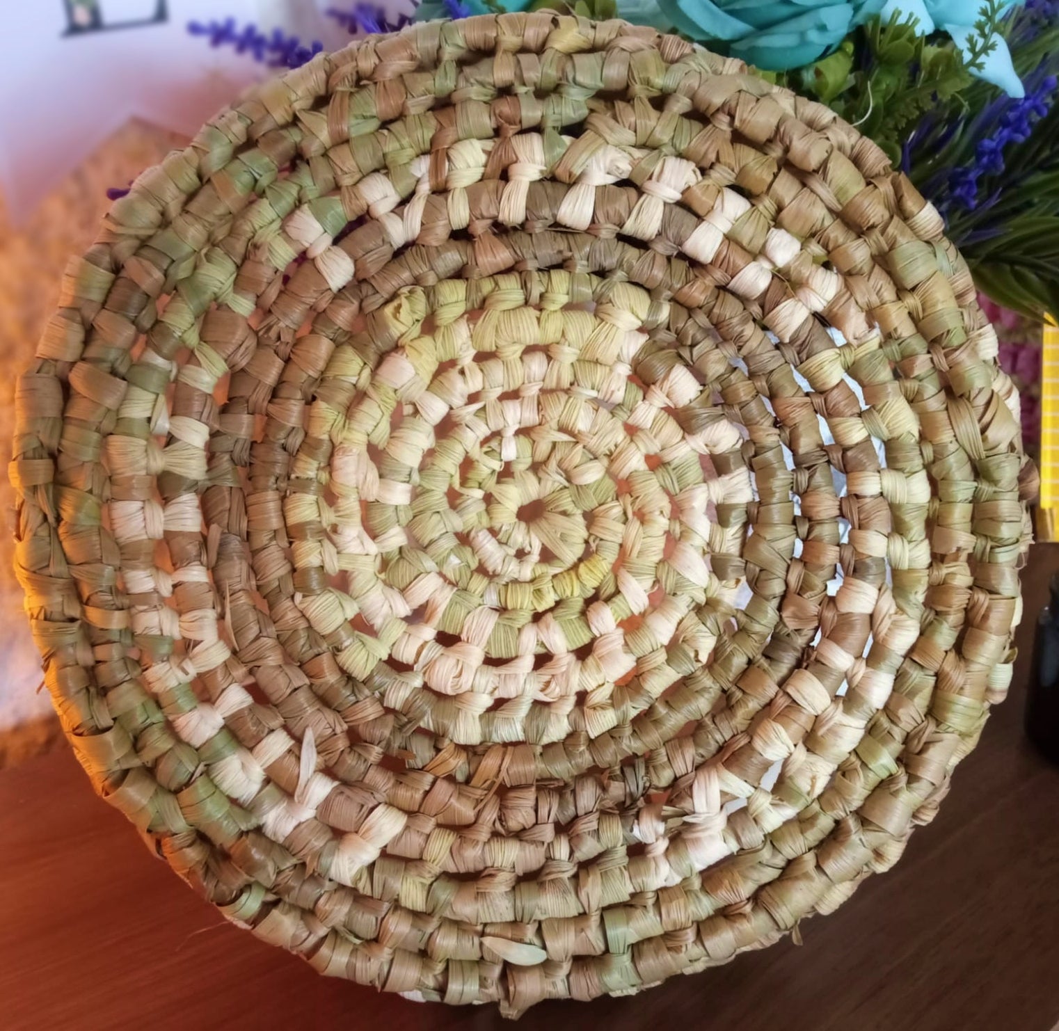 Cesta Tejida Multiuso Junco Y Chala 23.5cm Resistente! Rugiada