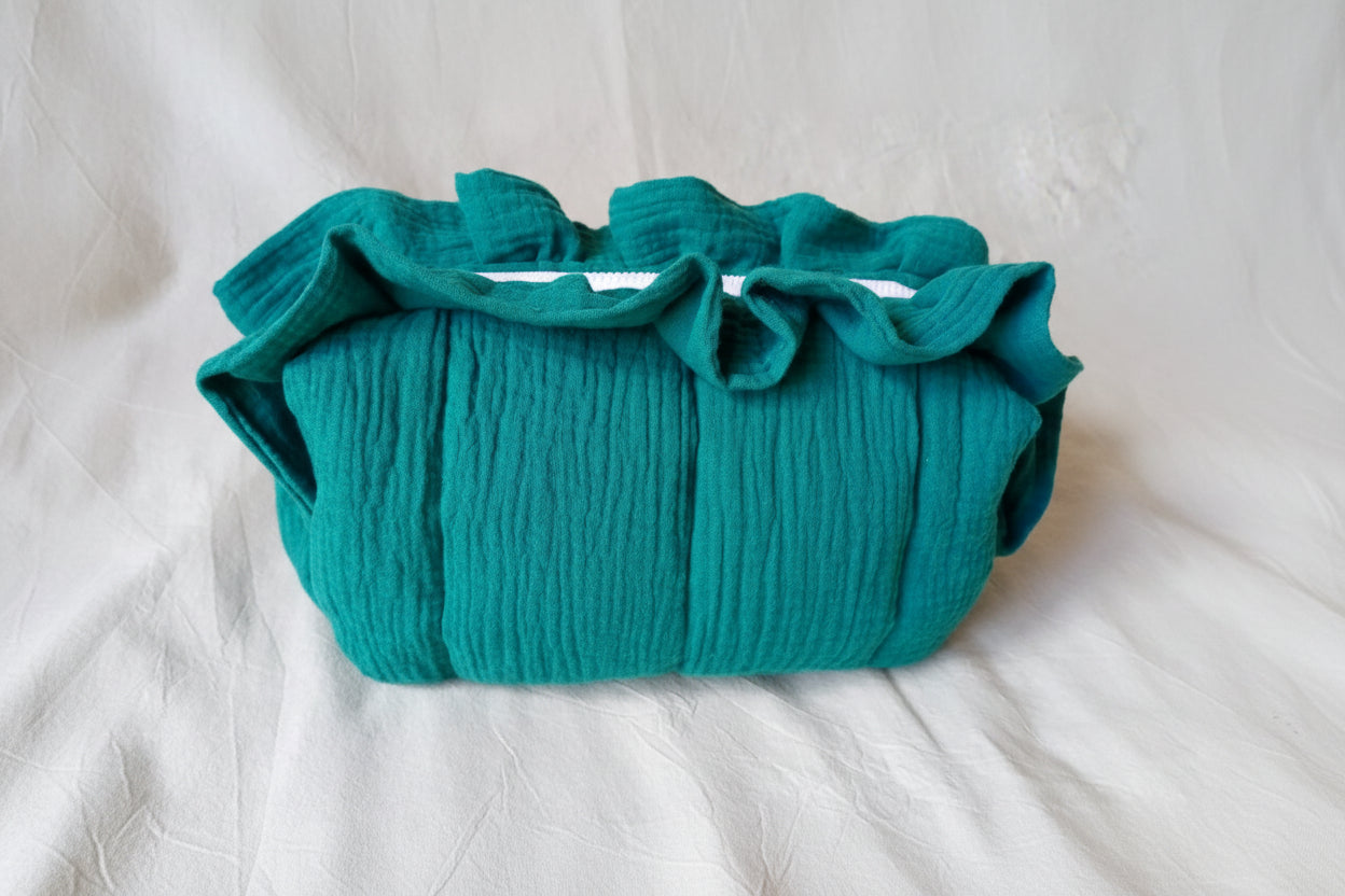 Neceser Necessaire Cartuchera C Volados Capitoneado Turquesa - Rugiada