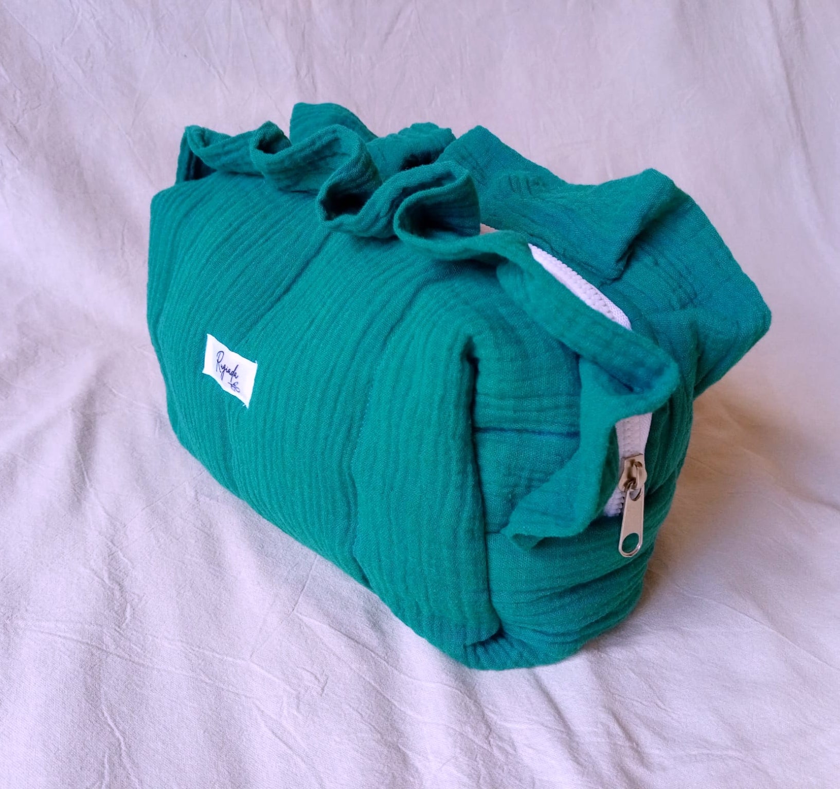 Neceser Necessaire Cartuchera C Volados Capitoneado Turquesa - Rugiada