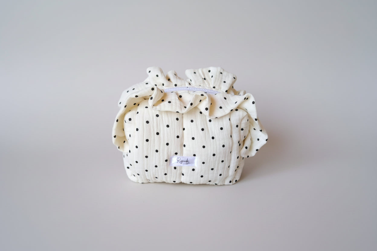 Necessaire Neceser Capitoneado C/ Volados - Beige / Turquesa / Hojas / Lunares