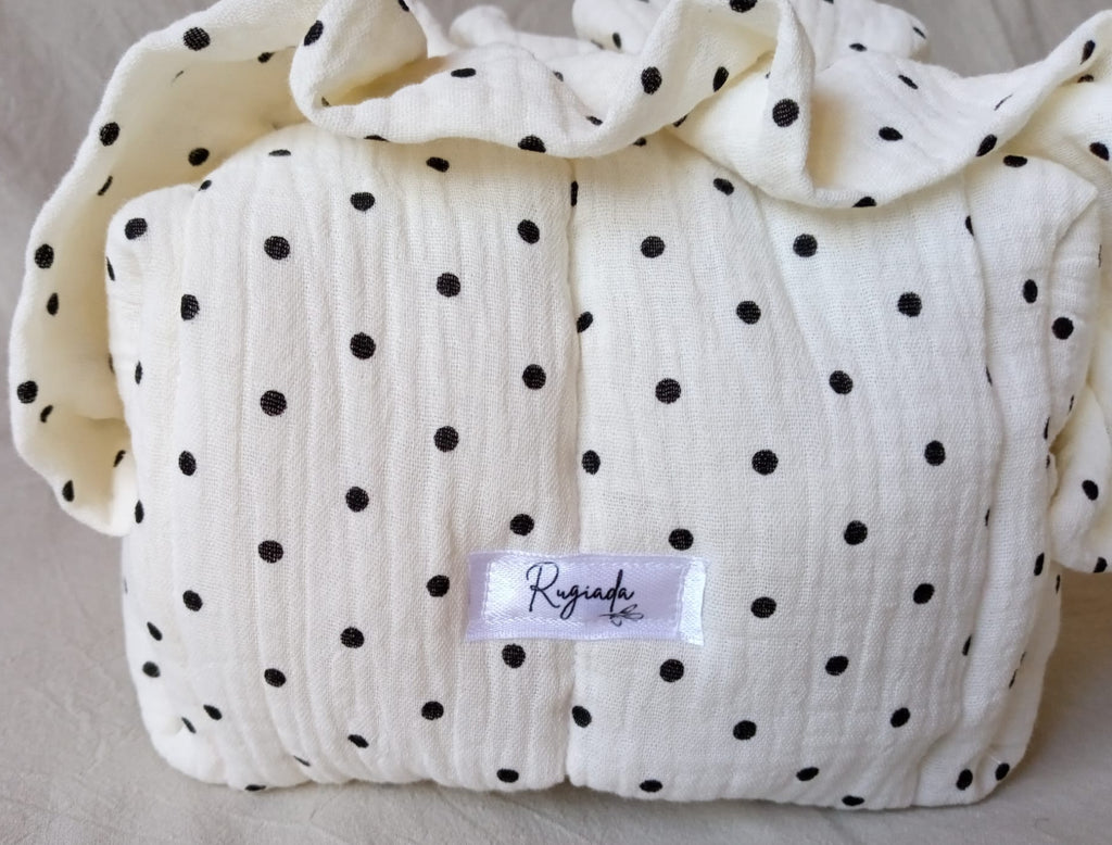 Necessaire Neceser Capitoneado C/ Volados - Beige / Turquesa / Hojas / Lunares