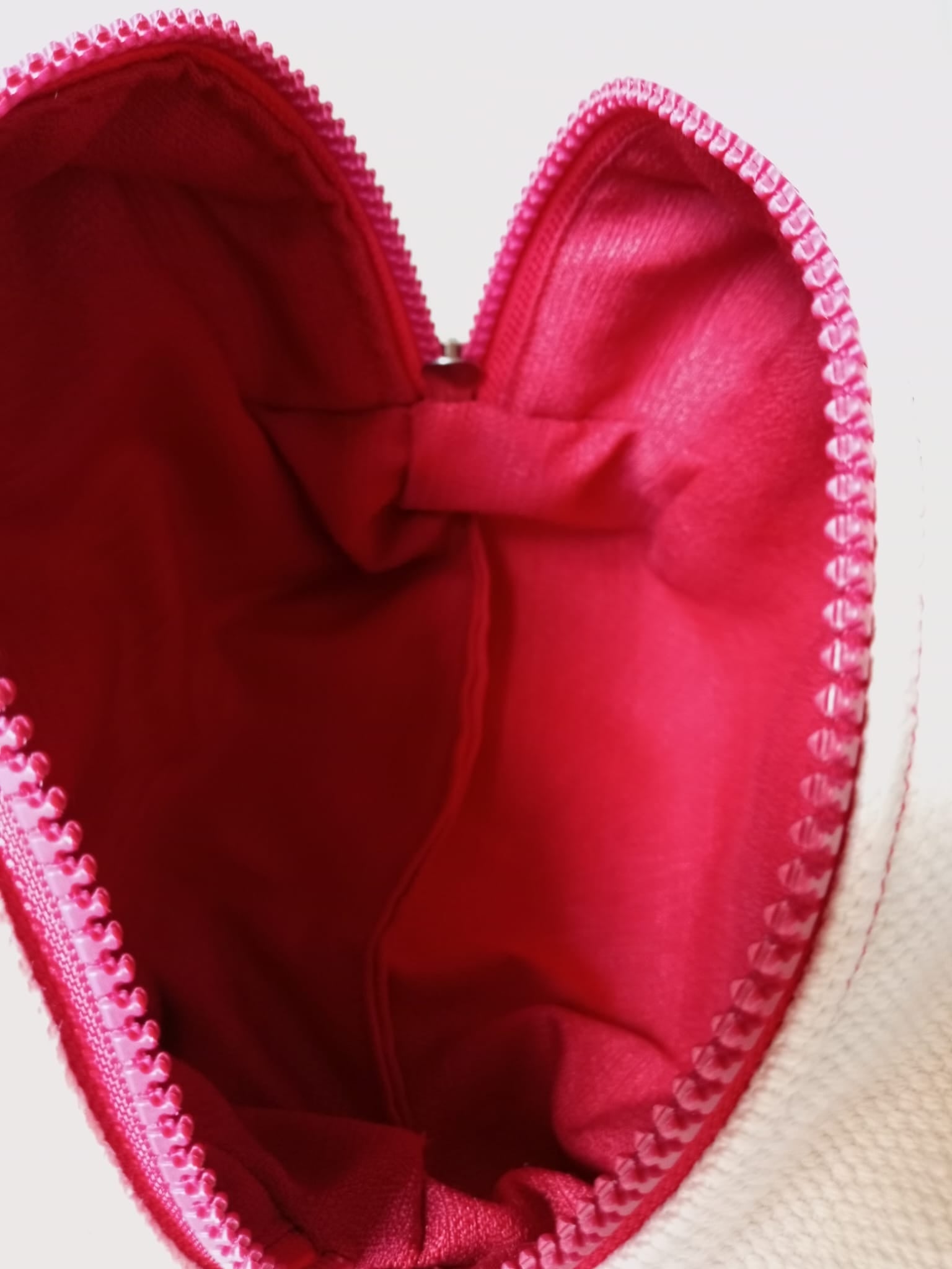 Necessaire Necceser Cartuchera Crema Natural Rojo Mini 15 Cm