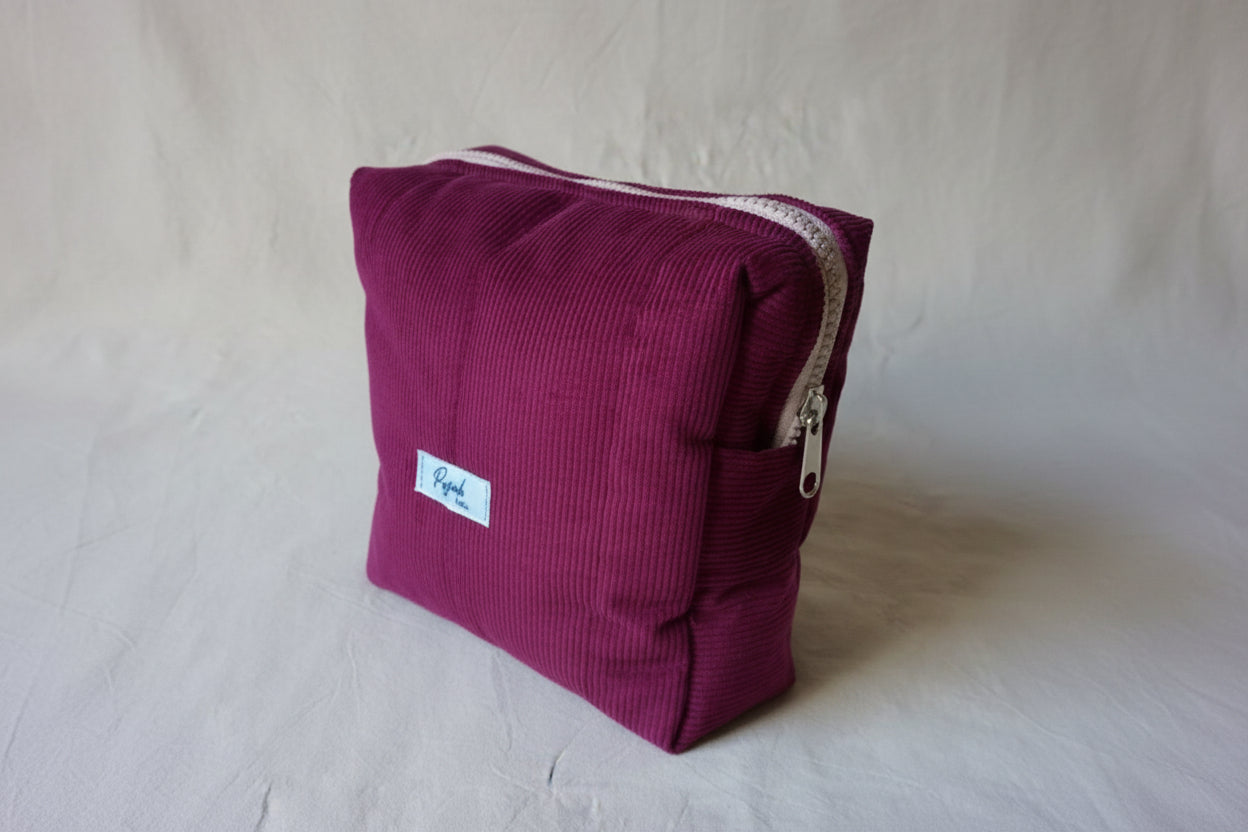 Neceser / Necessaire/  Cartuchera Pana Color Bordeaux - Borravino 18 Cm