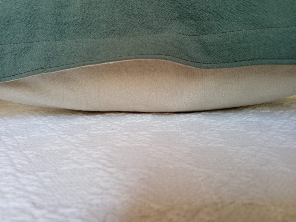 Funda Bicolor de Almohadón Tusor Verde Beige 40 x 40 Rugiada Textil
