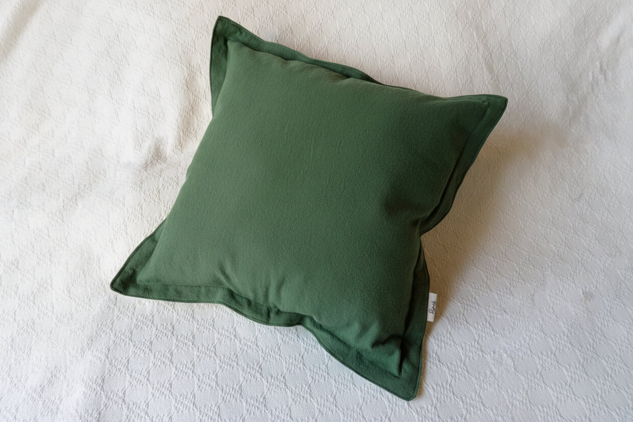 Funda Bicolor de Almohadón Tusor Verde Beige 40 x 40 Rugiada Textil
