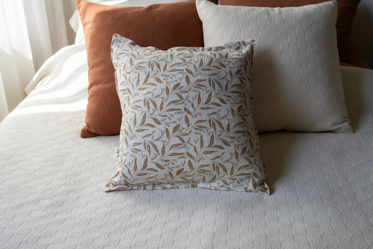 Funda de Almohadón 40 x 40 
muselina algodón beige