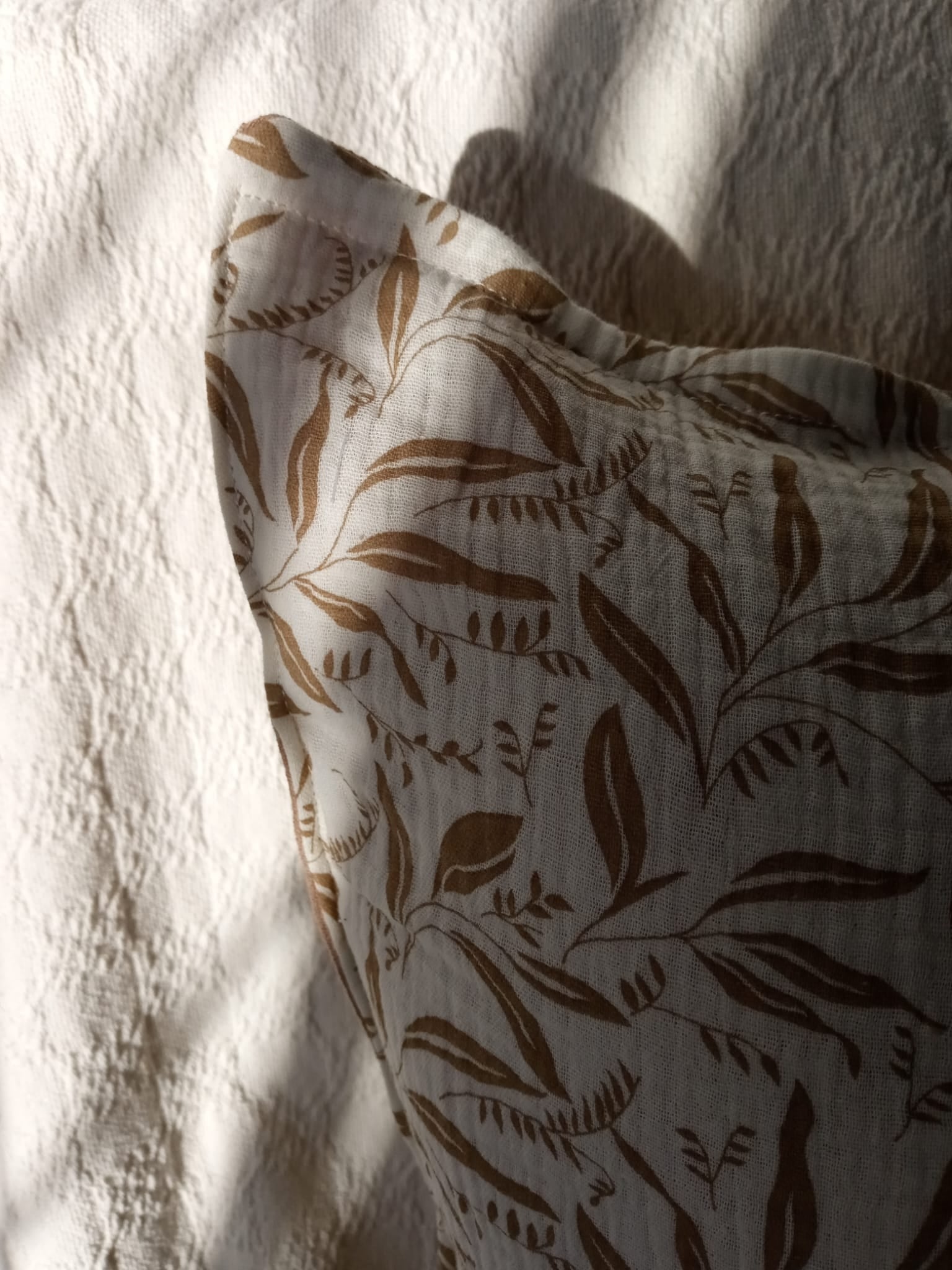 Funda de Almohadón Hojas - Algodón Beige 40 x 40 cm - Rugiada