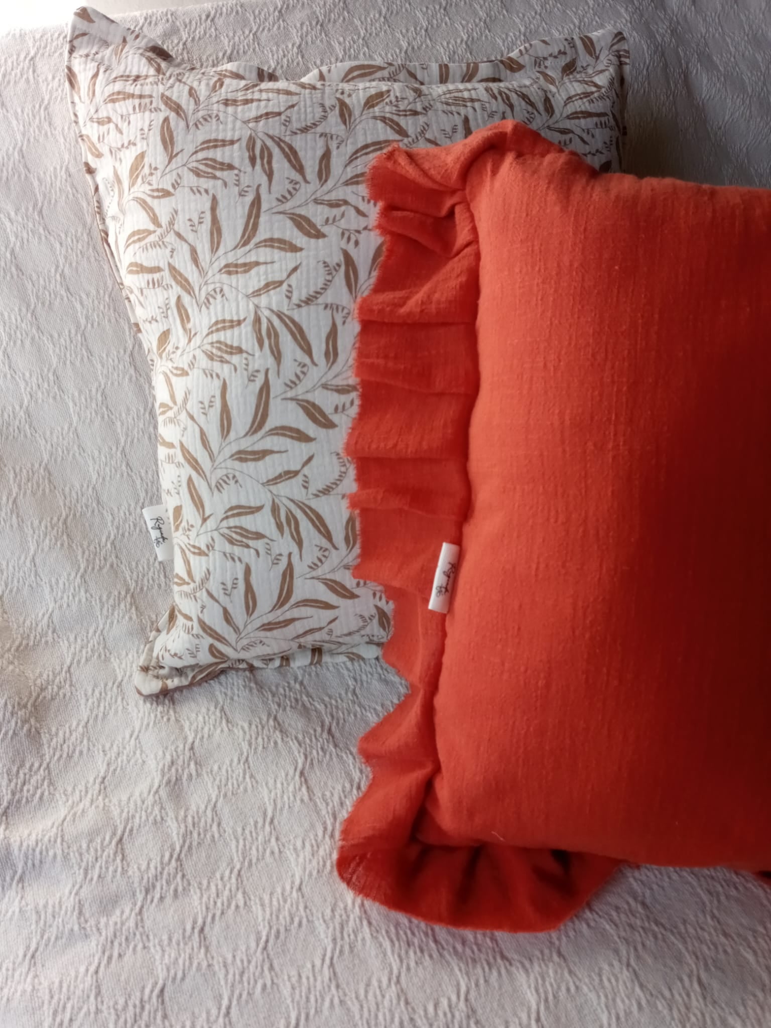 Funda de Almohadón Hojas - Algodón Beige 40 x 40 cm - Rugiada