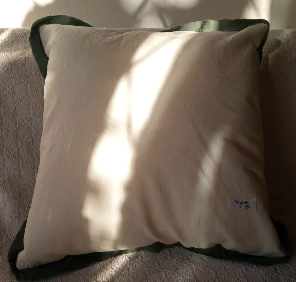 almohadon lienzo tusor verde nido verde malva rugiada textil