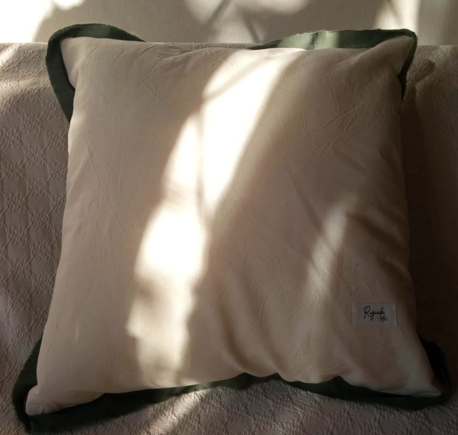 almohadon lienzo tusor verde nido verde malva rugiada textil