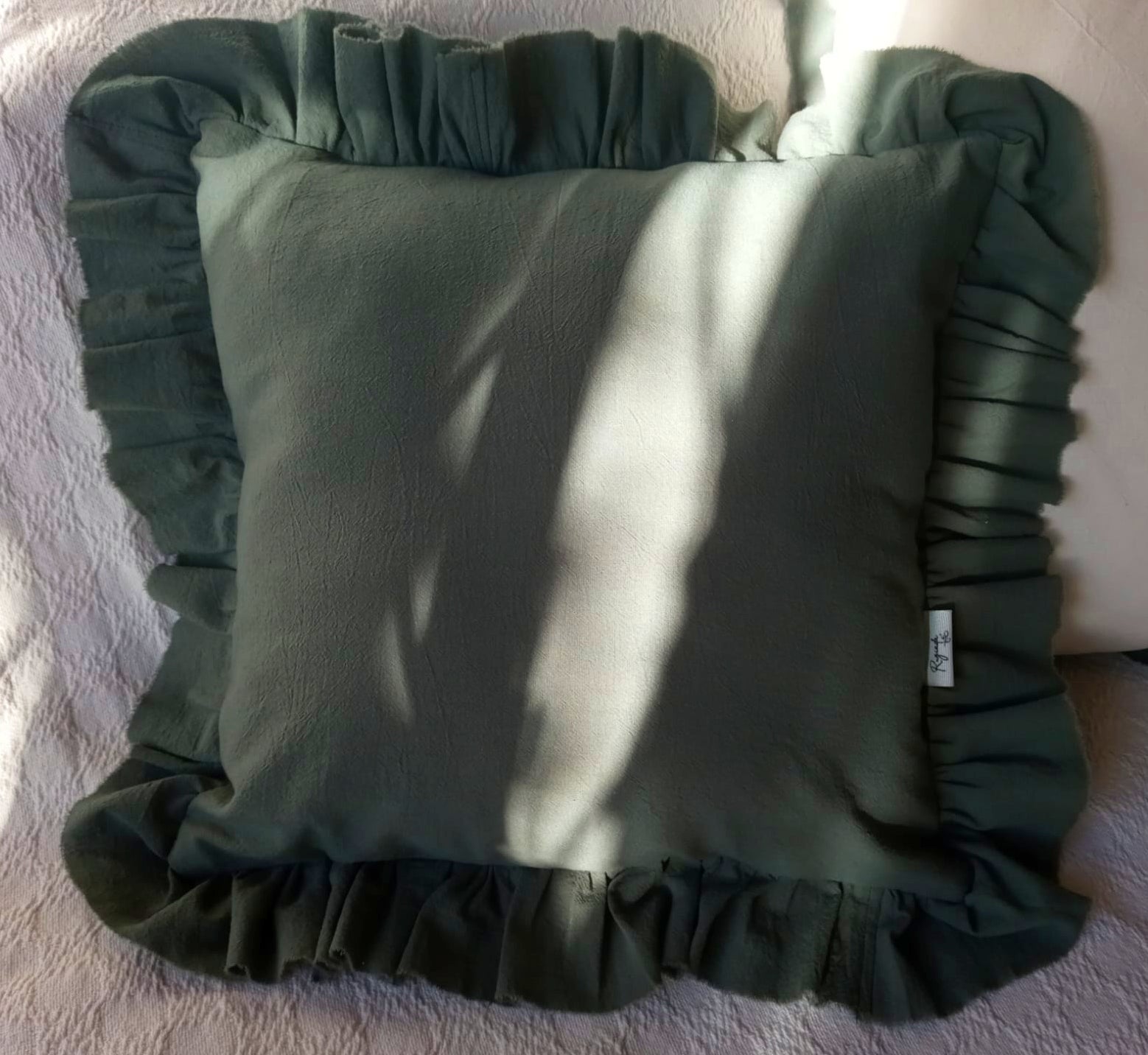 almohadon lienzo tusor verde nido verde malva rugiada textil