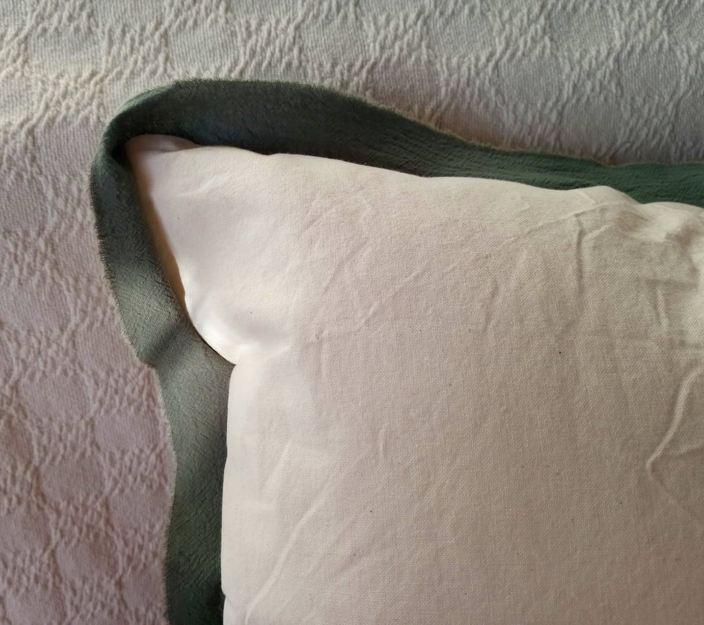 almohadon lienzo tusor verde nido verde malva rugiada textil